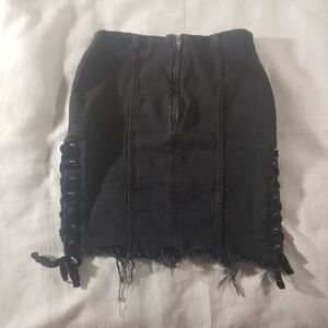 Free People Denim/Jean Side Lace Up Mini Skirt